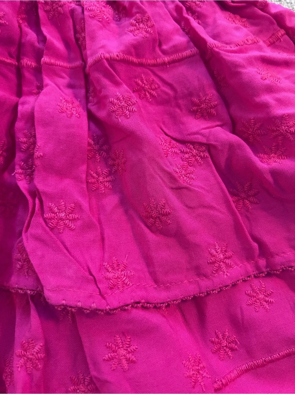 Blueberi Blvd Bright Fuchsia Smocked Tiered Dress with Bow Straps NWT Size 4T